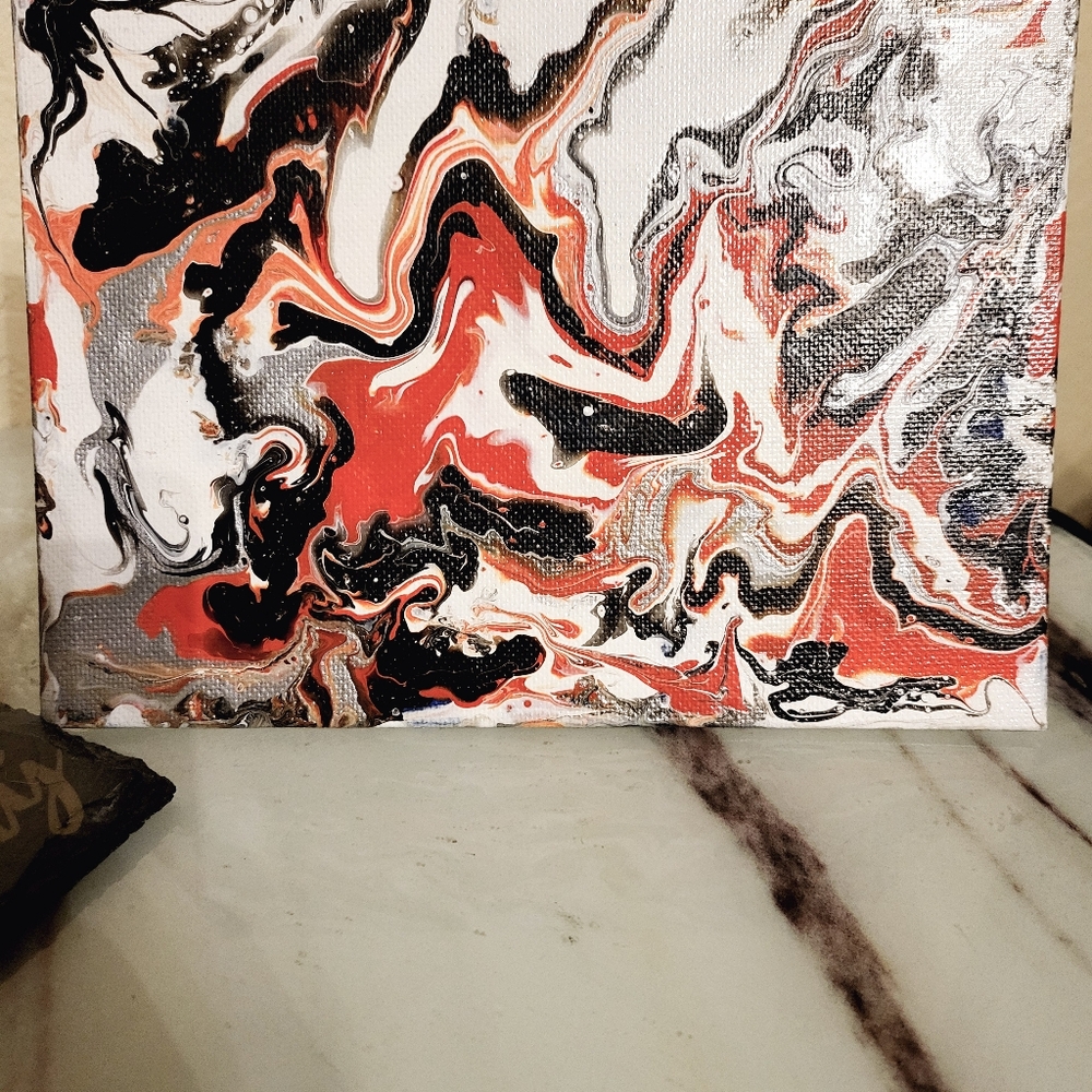 Abstract Canvas Art in Black, White, and Red